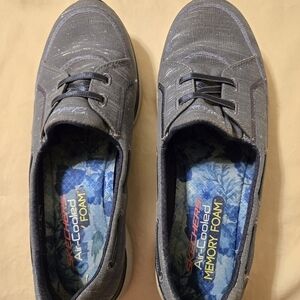 Skechers Microburst Air Cooled Memory Foam Slip On Sneakers Gray Blue Size 8